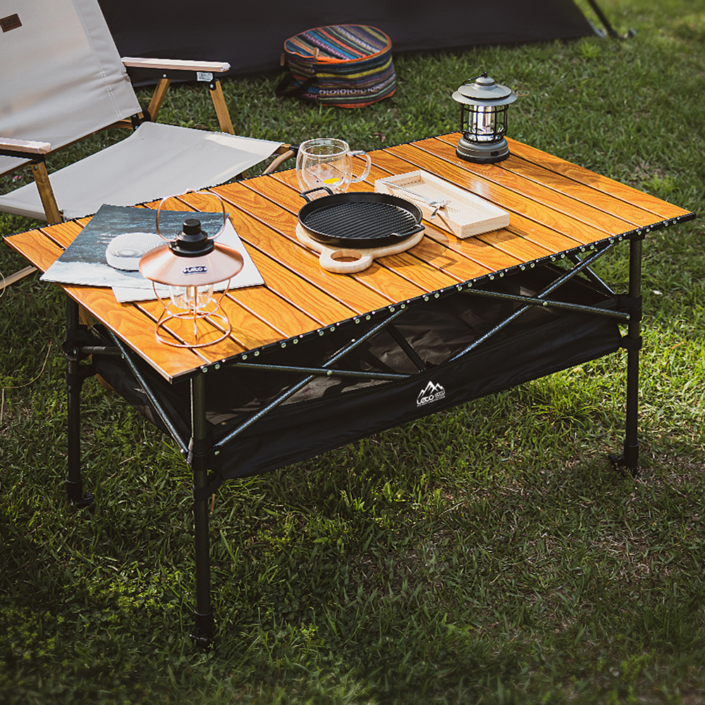 레토 경량 높이조절 접이식 캠핑 롤 테이블 우드무늬 LCT-HA04
